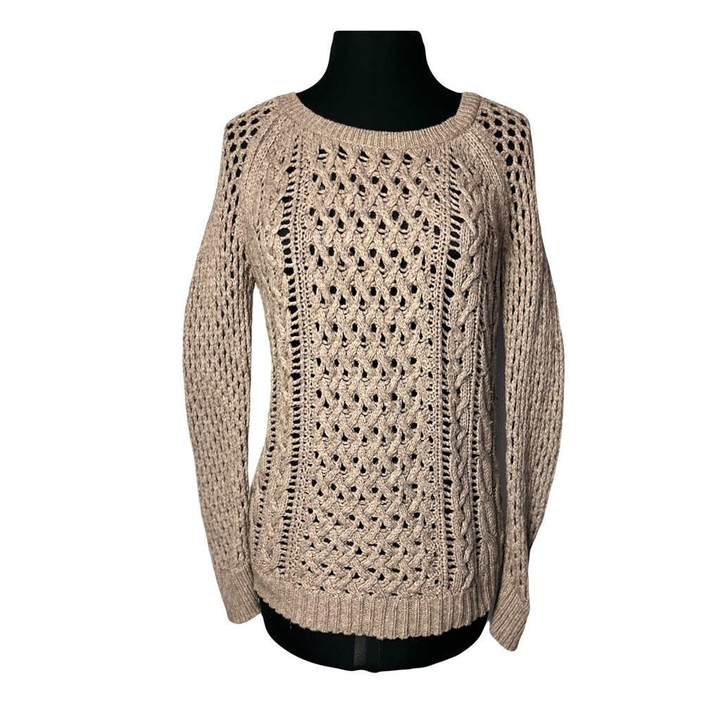 American Eagle | Tan Loose Knit Long Sleeve Sweater, Small
